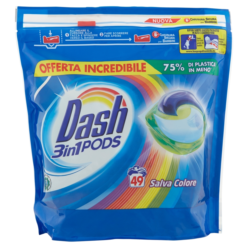 Dash PODS 3in1 Detersivo Lavatrice in Monodosi Salva Colore 49 Lavaggi